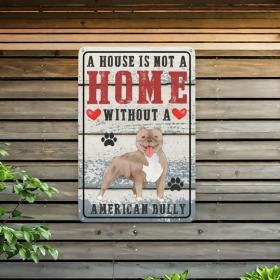 CIFbuy 1pc Retro American Bulldog Metal Wall Sign, Waterproof Rustproof Dog Lover Home Decor, A House Without An American Bulldog Is No TikTok, TikTok