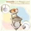 36" Tall Carpeted Cat Tree with Plush Perches Scratching Posts And Dangling Ball for Cats Furniture Trees
