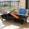 35"L Black Small Animal Cage for Chinchilla with Food Dish Water Bottle Hay Feeder Platform Ramp