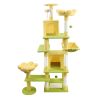 71 inch flower cat tree with large condo removable flower cushion and hammock yellow