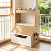 3-in-1 Hidden Cat House Cabinet for Cats with 4 Cubbies Removable Cushion Scratching Pad - Pet Furniture