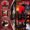 Gothic Multi-level Cat Tree 51'' with Spider Hanging Toy Black Halloween Theme Pet Supplies for Cats