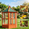 69" Wooden Hexagonal Bird Cage for Outdoor Aviary with Covered Roof Brown Flight Cage for Birds