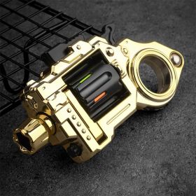 Metal Fidget Toys Gun Adults - Alloy Fidget Slider Clicker Spinner & Launcher Toy EDC Fidget Gun with Bullets and Target Stress Relief Focus Tool (Gol