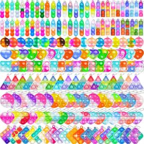 180 PCS Pop Fidget Keychain,10 Kinds Mini Fidget Toys Bulk Party Favors for Kids