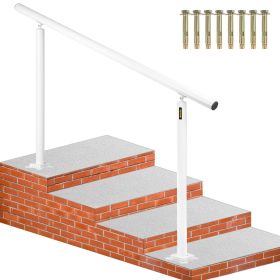 Outdoor Stair Railing Kit, 5 FT Handrails 0-5 Steps, Adjustable Angle White Aluminum Stair Hand Rail for The Elderly, Handrails for Outdoor Steps