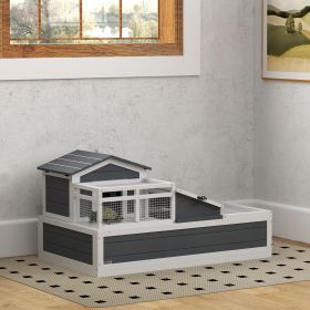 3-Room Tortoise Habitat House w/ Balcony & 2 Stories, 44" x 25.5" x 23", Gray