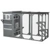 Wooden Cat Catio, 76"L Walk in Outdoor Cat House with Asphalt Roof, Platforms, Lockable Doors, 3-tier Resting Condo, Observation Window, for 2-3 Cats
