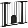 30"-41" Extra Wide Pet Gate Barrier with Small Door, 30"H Dog Gate with Safety Gate Barrier, Stair Pressure Fit, Black