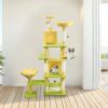 71 inch flower cat tree with large condo removable flower cushion and hammock yellow