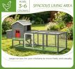Extra Large 118'' Gray Chicken Coop with Asphalt Roof Wooden Hen Run Slide-Out Tray Nesting Box for 3-6 Chickens