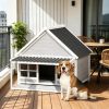 Outdoor Wooden Dog House with Porch Tilt Roof Front Door And Windows for Medium to Large Dogs Durable Shelter with Comfort Features