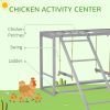 Chicken Activity Play with Swing Set for 3–4 Birds, Wooden Chicken Coop Accessory with Multiple Perches & Hen Ladder, Gray