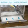 65" Wooden Bird Cage Outdoor Aviary House for Parrot, Parakeet, with Pull Out Tray and 2 Doors, Grey