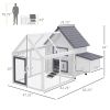 65" Chicken Coop Wooden Chicken House Rabbit Hutch Poultry Cage Hen Pen Backyard with Nesting Box, Ramp, Run