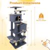 57" Multi-Level Cat Tree for Multi-Cat Households, 2 Condos & Hammock with Sisal Scratching Posts-Gray