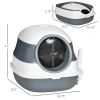 Dome Covered Cat Litter Box with Lid, White and Gray