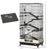 6-tier Platform Rolling Small Animal Rabbit Cage with a Large Living Space, Black