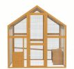 Large Wooden Chicken Run for 6-8 Chickens with Waterproof Anti-UV Yellow Cover Backyard Farm Pet Supplies