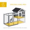 Indoor Rabbit Enclosure, 48" Weatherproof Wooden Rabbit Hutch, with Slanted Asphalt Roof & Fun Outdoor Run for Bunnies & Ferrets - Gray