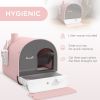 Cat Litter Box with Lid with Scoop and Filter, Pink