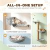 Gray 3-In-1 Cat Wall Shelves Condo Bed Hammock Scratching Post Spring Ball Combination for Cats