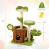36" Jungle Theme Cat Tree - Washable Peach Skin, Sisal Scratching Post & Interactive Toys