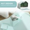 Hooded Cat Litter Box w/ Litter Mat, Litter Particle Catching, Light Blue