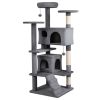 52" Tall Cat Tree Tower with Perches & Condos, Multi-Cat Playground with Scratching Posts (Light Gray)