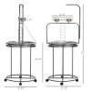 Parrot Stand Large Bird Perch Stand with Toy Hook & 3 Ladders, Parrot Perch, Bird Wooden Stand, Gray