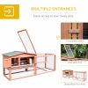 Rabbit Cage Outdoor, 62" Wooden Outdoor Rabbit Hutch, Small Animal Habitat with Detachable Run and Elevated Main House, Natural