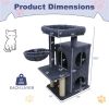 Dark Gray 33.5" Multi-Level Cat Tree with 2-Tier Condo, Sisal Scratching Posts & Anti-Toppling Device for Cats