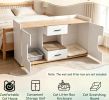 Wooden Cat House Cabinet with Wide Countertop 2 Drawers And 2 Doors for Cats Hidden Design Pet Shelter with Storage