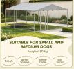 Outdoor Dog Kennel 13' X 13' X 6.5' Waterproof Roof Silver for Small to Medium Dogs with Comfortable Living Space