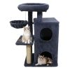 Dark Gray 33.5" Multi-Level Cat Tree with 2-Tier Condo, Sisal Scratching Posts & Anti-Toppling Device for Cats
