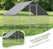 Large Chicken Coop with Waterproof Anti-UV Cover Metal Chicken Run Spire Shaped Walk-In Fence Cage Hen House Outdoor Yard Farm Use 1' Tube Diameter