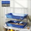 2-Tier Small Animal Cage Blue 28' Deep Bottoms with Dish And Water Bottle 2 Doors Ramp Indoor