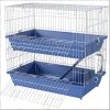 2-Tier Small Animal Cage Blue 28' Deep Bottoms with Dish And Water Bottle 2 Doors Ramp Indoor
