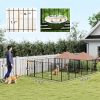 Large Outdoor Dog Kennel with 2 Rooms, Rotating & Adjustable Height Bowls, 13.5' x 9.4' x 5.1'
