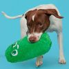 Green Pickle Dog Toy with Squeaker & Crinkle Sound, Interactive Play for All Ages