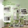 81" Large Cat Tree w/ Scratching Posts, Condos, Beds, Hammocks, Jumping Platforms, Toy Balls, Rope Cat Toy, Light Grey