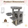 Light Gray 33.5" Multi-Level Cat Tree with 2-Tier Condo, Sisal Scratching Posts & Anti-Toppling Device for Cats