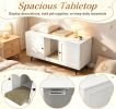 Double Cat Litter Box Enclosure for 2 Cats with Scratching Pad And Double Rooms Pet Toilet Training Litter Box for Cats