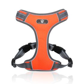 dog Harnesses; Pet Traction Rope Mesh Breathable Big Dog Chest Strap Vest Reflective Dog Rope Spot Wholesale (Specification (L * W): L (32-55 kg), colour: Orange)