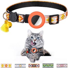 Pet Colored Bell Tassel Collar For Airtag Tracker (Type: Pet Supplies, Color: Orange)