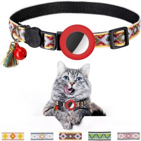 Pet Colored Bell Tassel Collar For Airtag Tracker (Type: Pet Supplies, Color: Red)