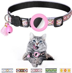 Pet Colored Bell Tassel Collar For Airtag Tracker (Type: Pet Supplies, Color: Pink)