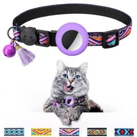 Pet Colored Bell Tassel Collar For Airtag Tracker (Type: Pet Supplies, Color: purple)