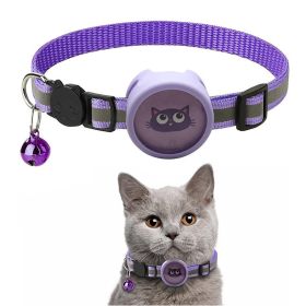 Pet Reflective Collar With Bell For AirTag (Type: Pet Supplies, Color: purple)