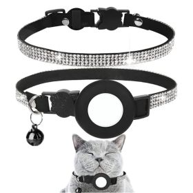 Rhinestone Decor Pet Collar For Airtag Tracker Case (Type: Pet Supplies, Color: black)